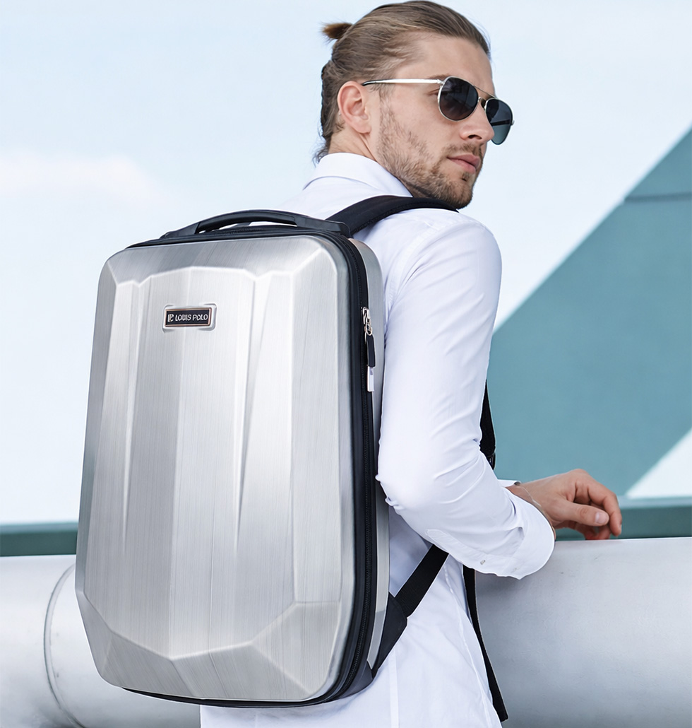 LOUIS POLO ArmorPack Hard Shell Laptop Backpack – Premium Travel & Business Backpack view 2